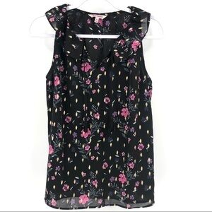 JUICY COUTURE Sleeveless Black Floral Blouse